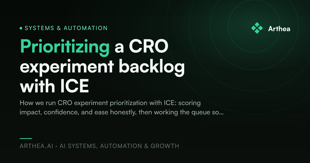Prioritizing a CRO experiment backlog with ICE