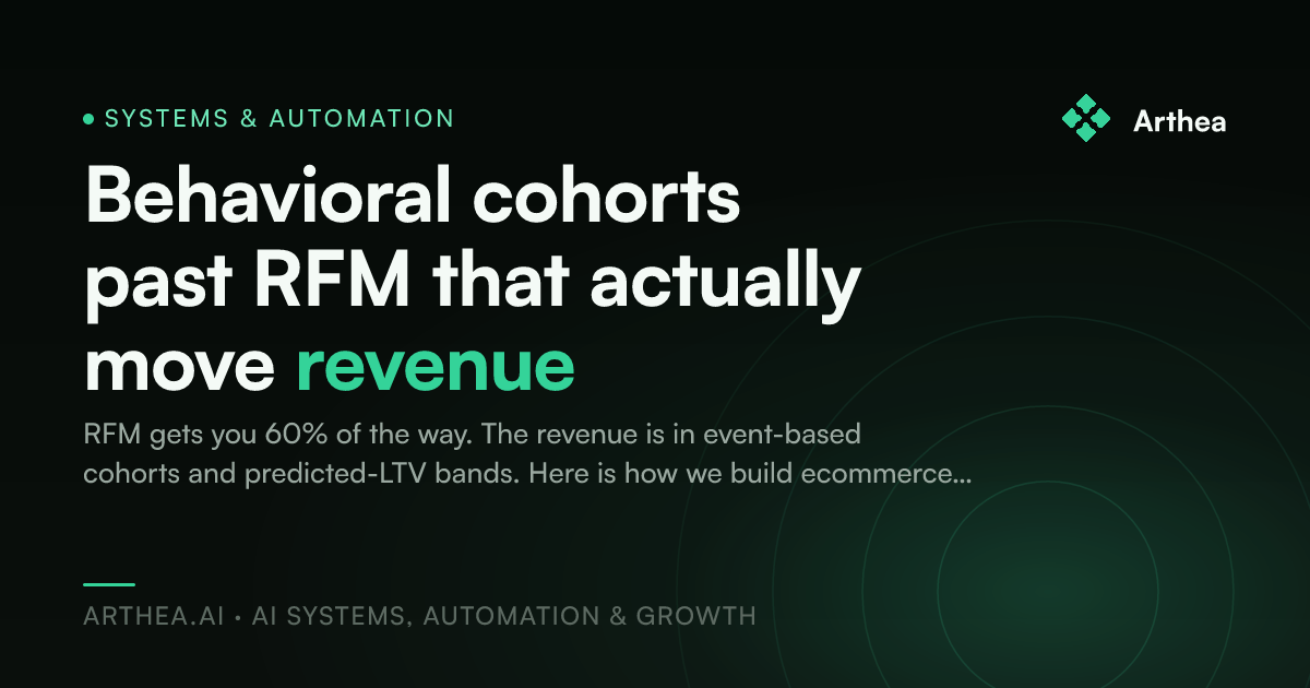 Behavioral cohorts past RFM that actually move revenue