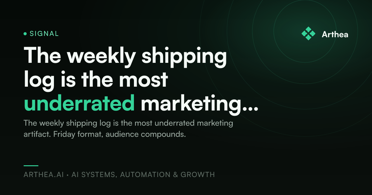 The weekly shipping log is the most underrated marketing artifact we publish
