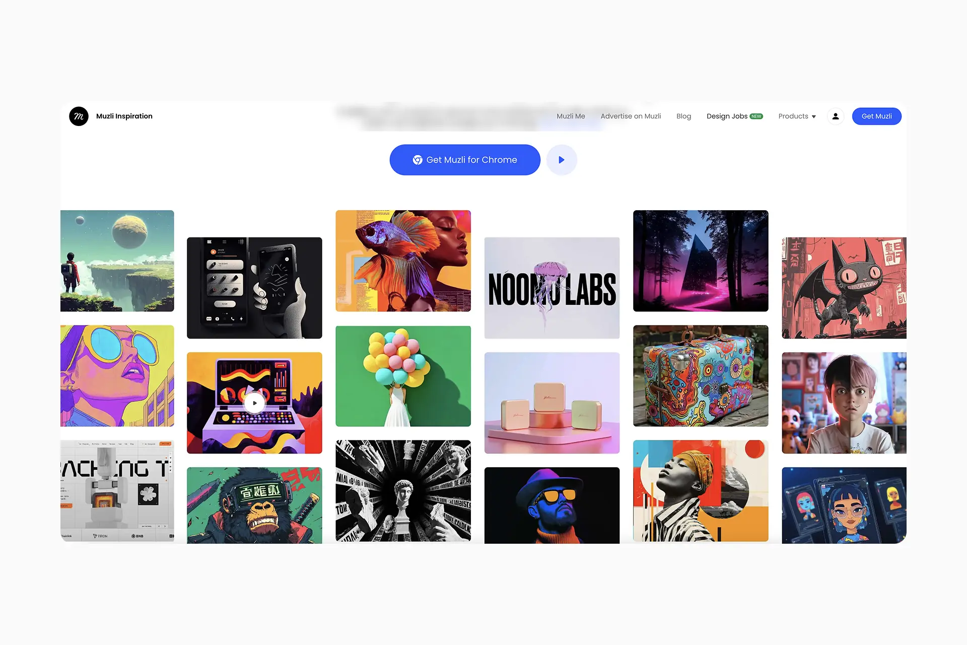 screenshot de la home page du site Muzli