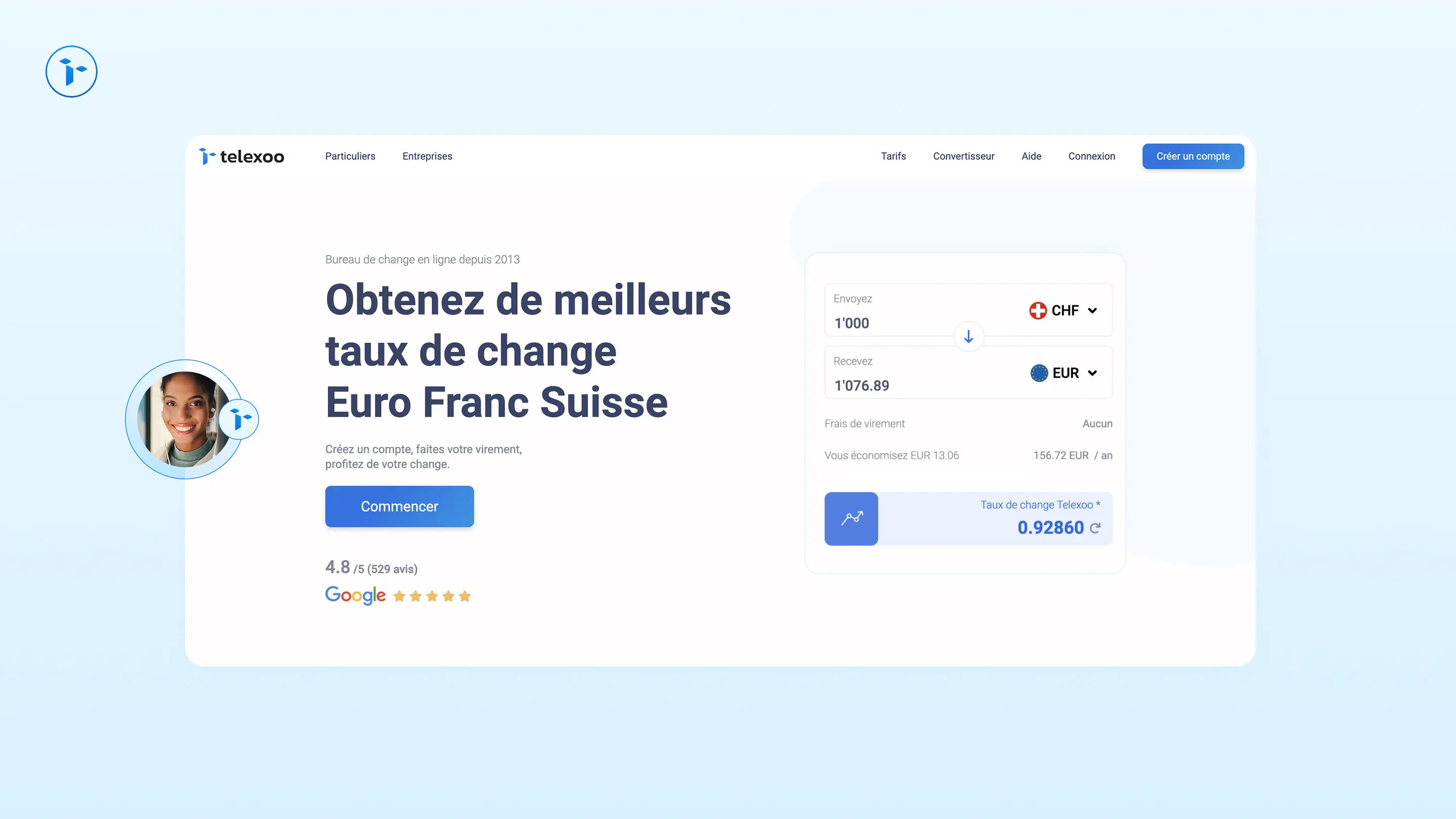 Screenshot de la home page avec le convertisseur