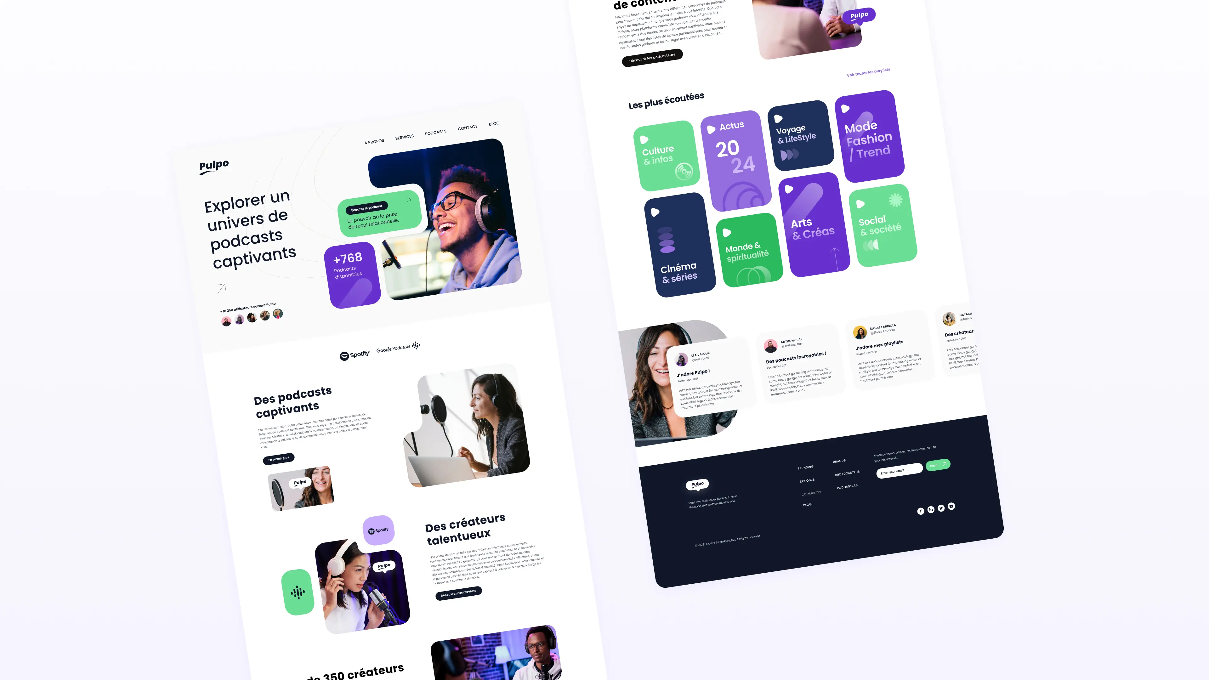 Template UI de la home page du site Pulpo réalisé avec Figma - Projet de webdesign