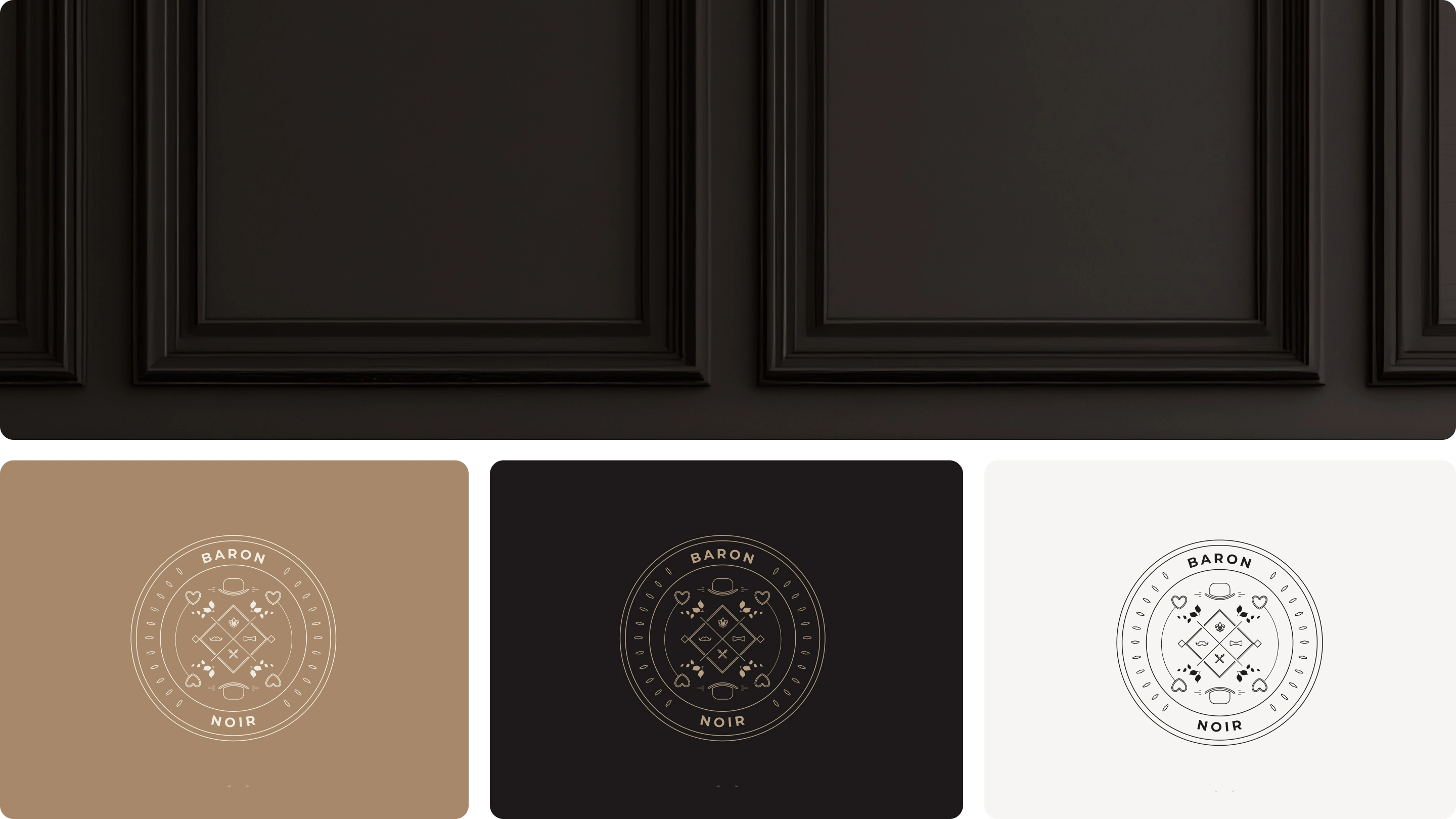 Moodboard Branding avec les versions du logo designés pour la marque de chocolats