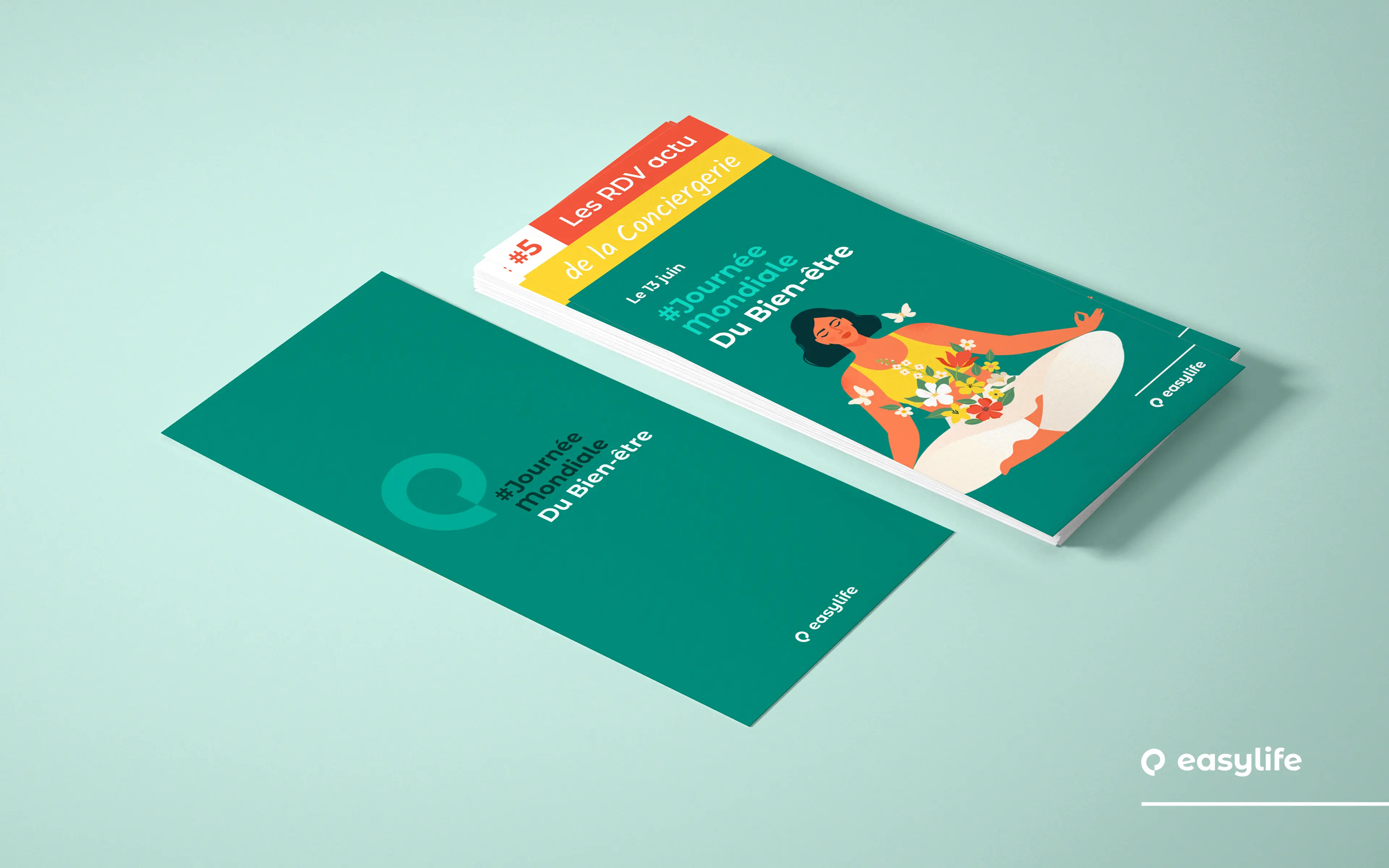 Flyer 4 pages des Actus de la conciergie - Design et maquettage de la Collection RSE