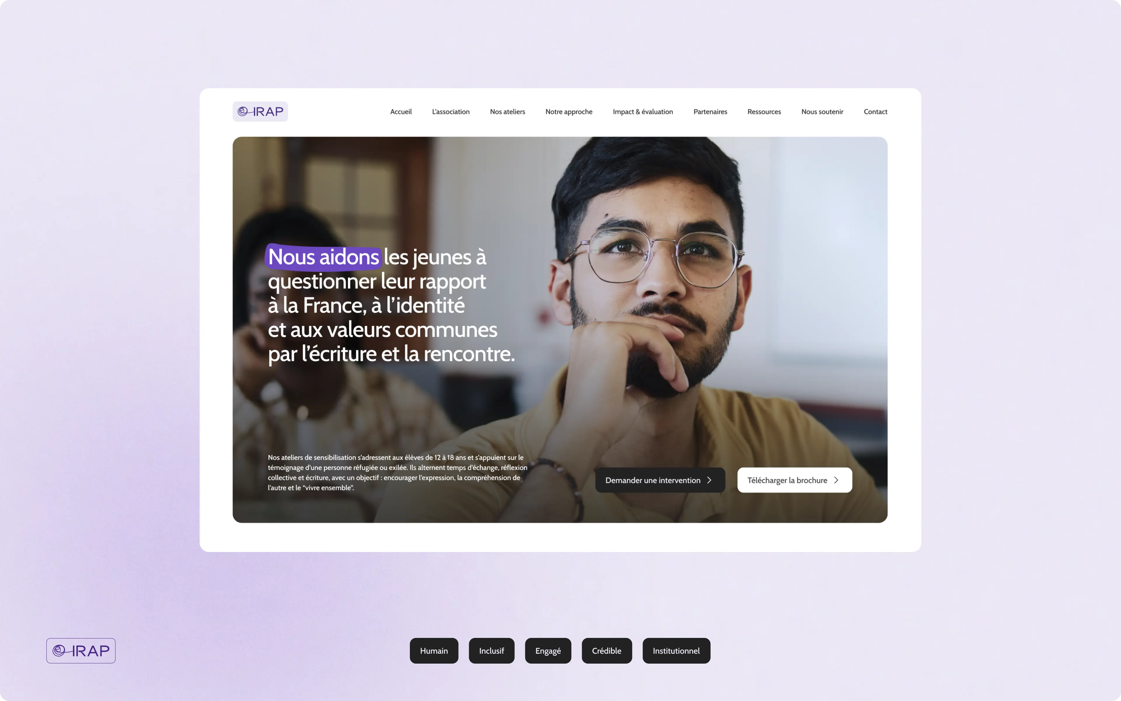 Webdesign desktop de la home page du site - Réalisée sous Figma