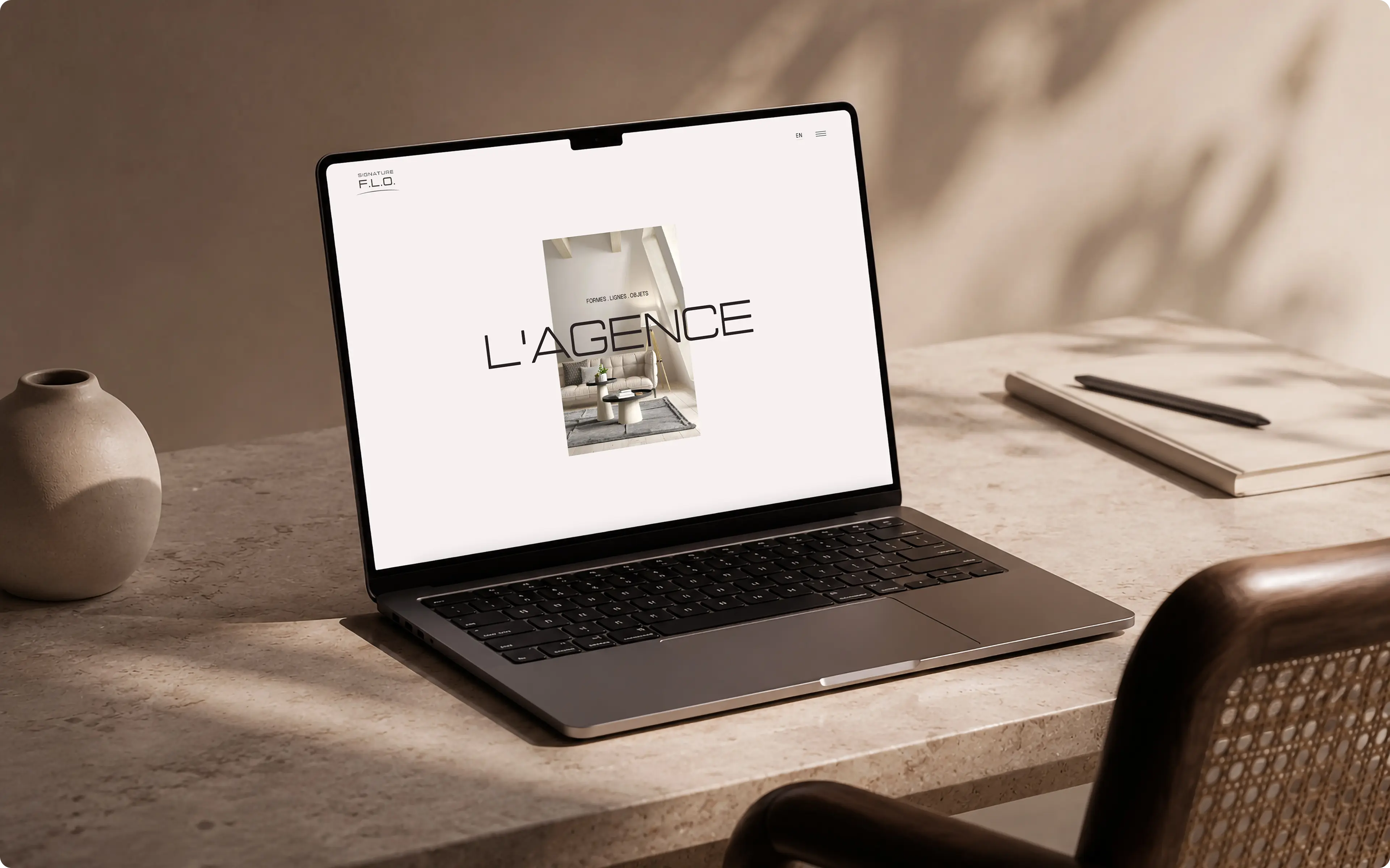 Maquette de site internet Webflow pour une activité d'architecture d'intérieur