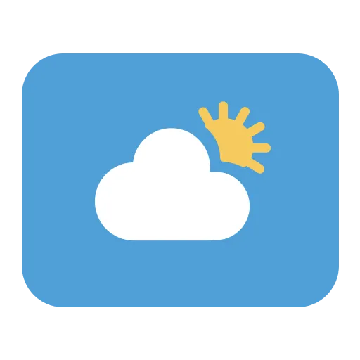 White cloud partially covering a yellow sun on a blue background representing partly cloudy weather.