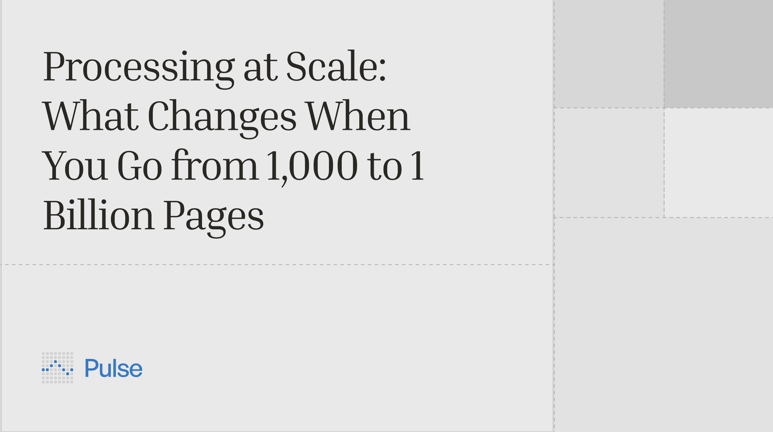 Processing at Scale: What Changes When You Go from 1,000 to 1 Billion Pages