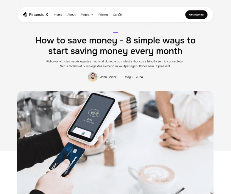 Financio X - Blog Post Main Page - Bank And Fintech Webflow Template