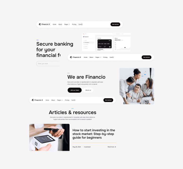 Financio X - 35 Sections Included - Bank And Fintech Webflow Template