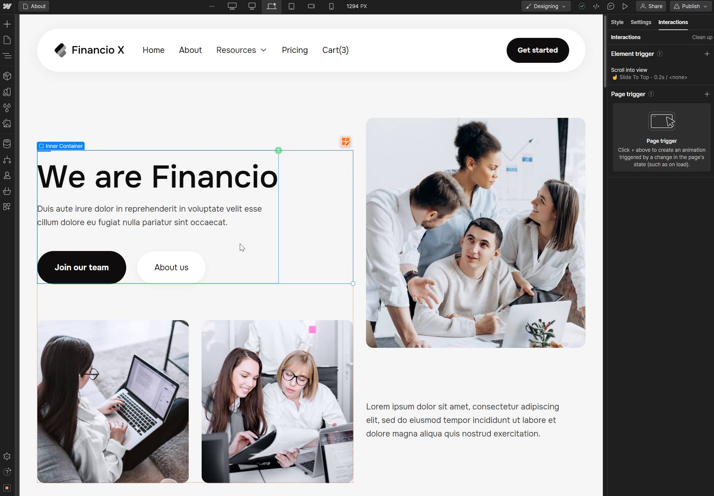 Financio X Webflow Template And Ui Kit - Animations