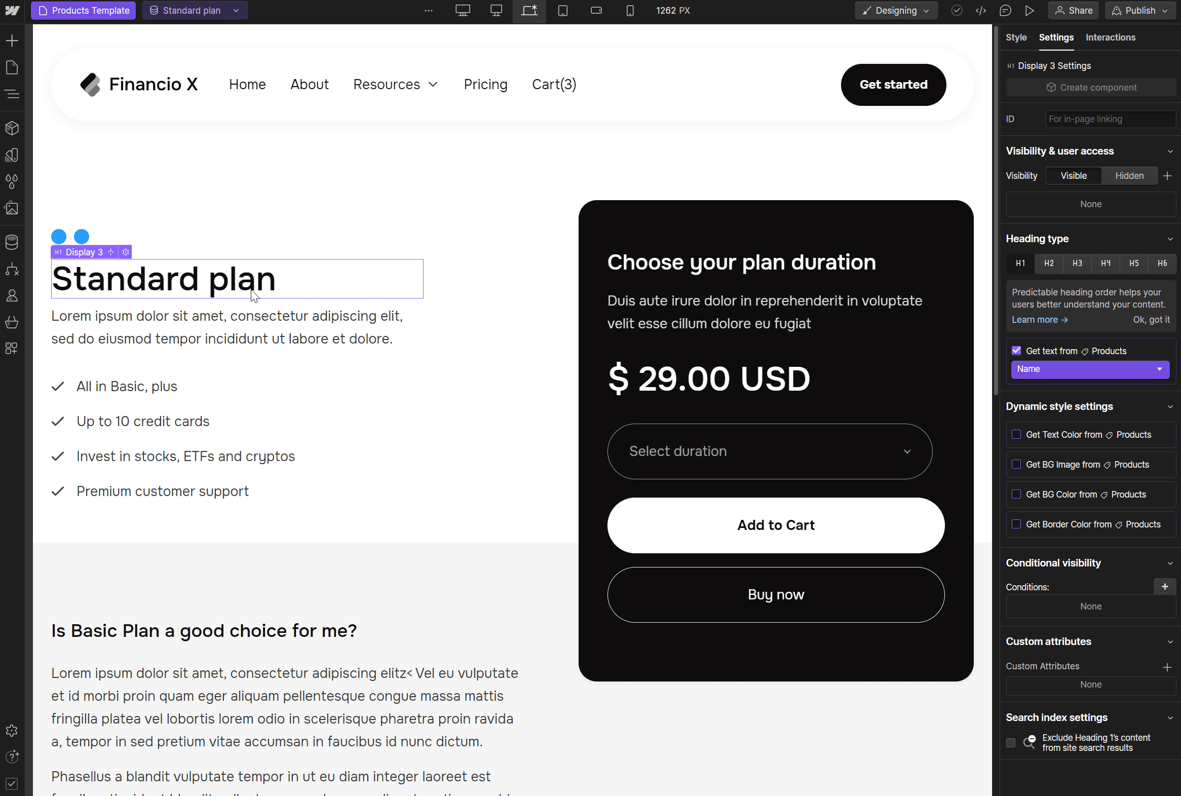 Financio X Webflow Template And Ui Kit - Ecommerce Page