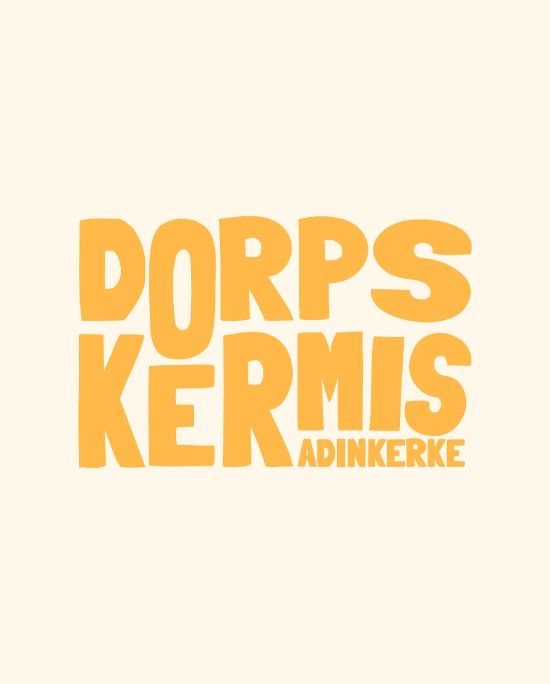 Visual Identity of Dorpskermis Adinkerke festival design, showcasing unique branding and visual identity by a creative agency in De Panne.