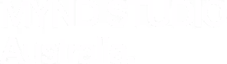 MYND STUDIO Australia text logo in white on transparent background.