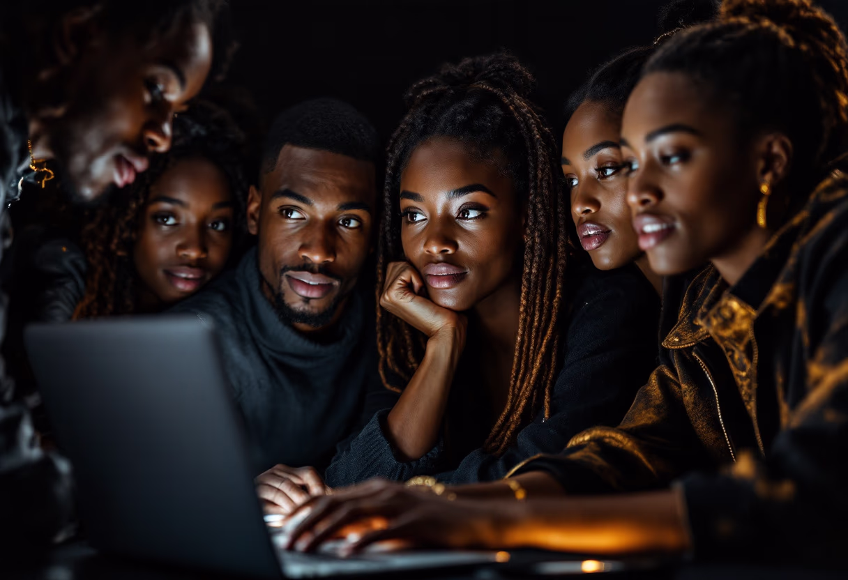 image of students collaborating on a project in the context of edtech