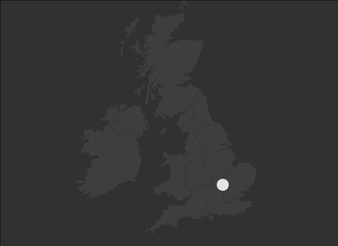 Map of the United Kingdom with a highlighted white circle over the East Midlands region.