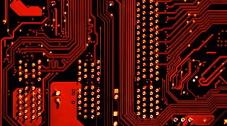 Close-up of red circuit board