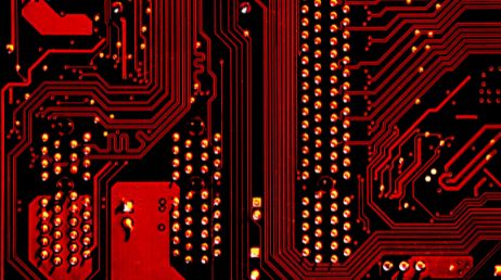 Close-up of red circuit board