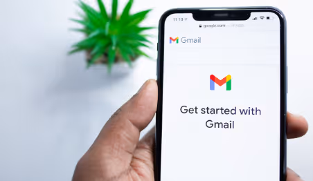 Gmail app being set up on a smartphone