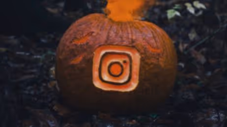 Instagram logo carved on a pumpkin during Halloween