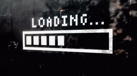 Loading screen with progress bar on a black wall