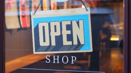 Open Shop Sign on a Shop Door