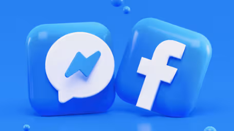 Facebook and Messenger app icons in 3D blue design