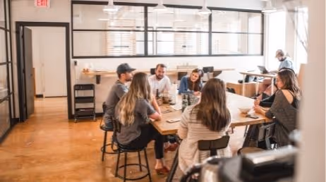 Team collaboration in a modern workspace