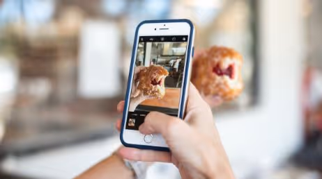 Taking pictures of a food for instagram