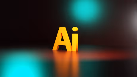 3D yellow Ai text on dark gradient background