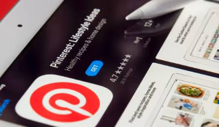 "Pinterest lifestyle ideas app on tablet screen