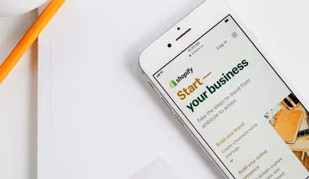 Shopify business startup screen on smartphone