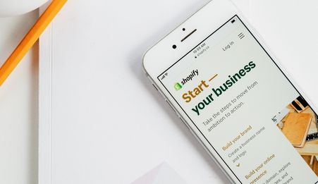 Shopify business startup screen on smartphone