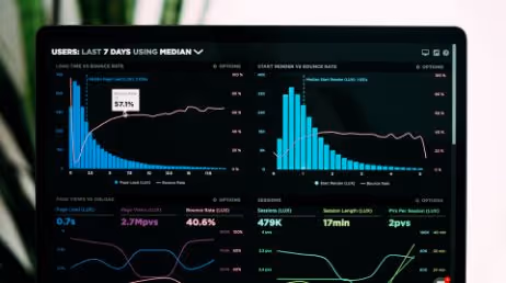 Analytics dashboard showing user data and metrics