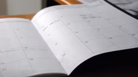 Open planner showing a monthly calendar view