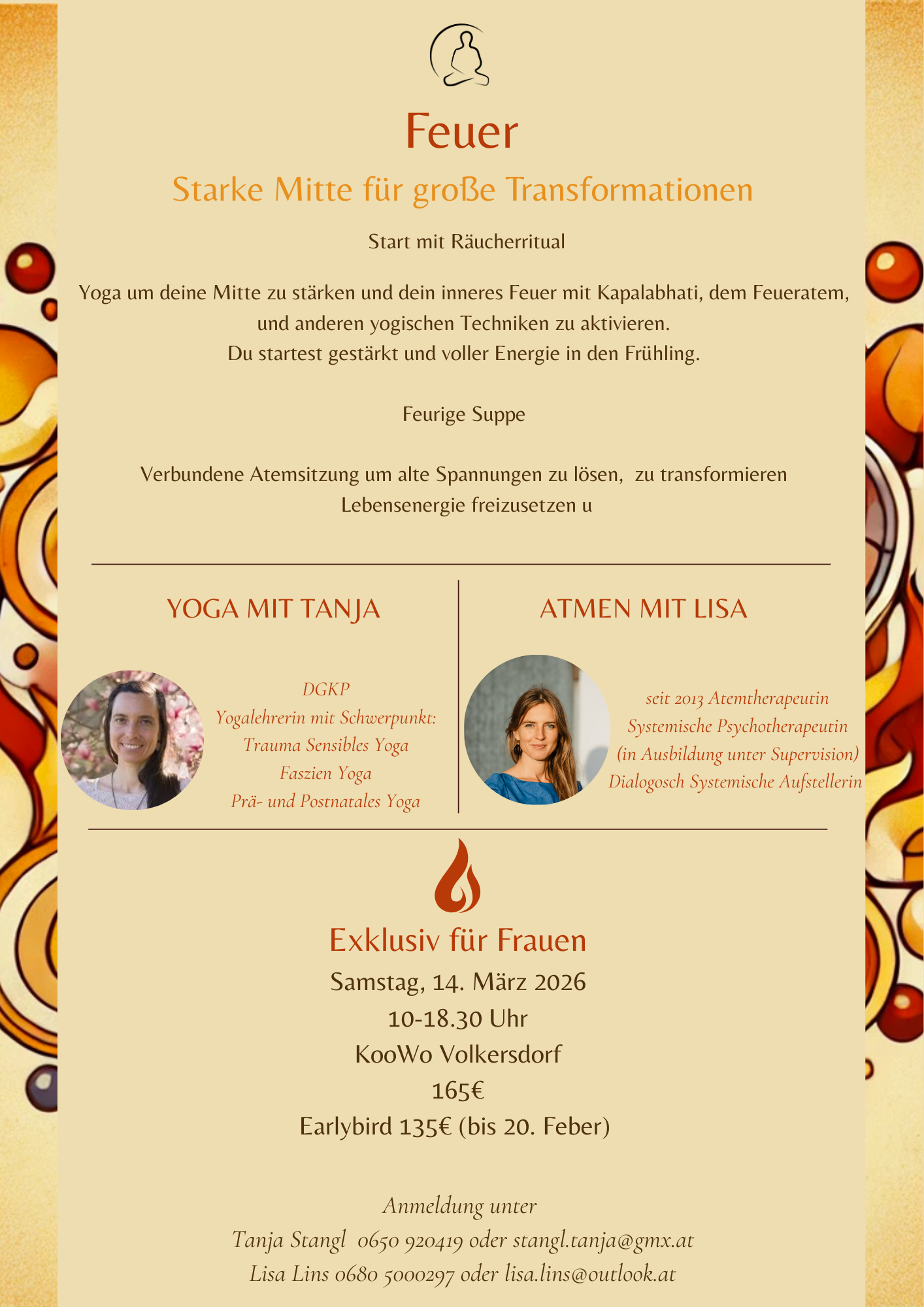 Atemworkshops Flyer: Feuer von Lisa Lins