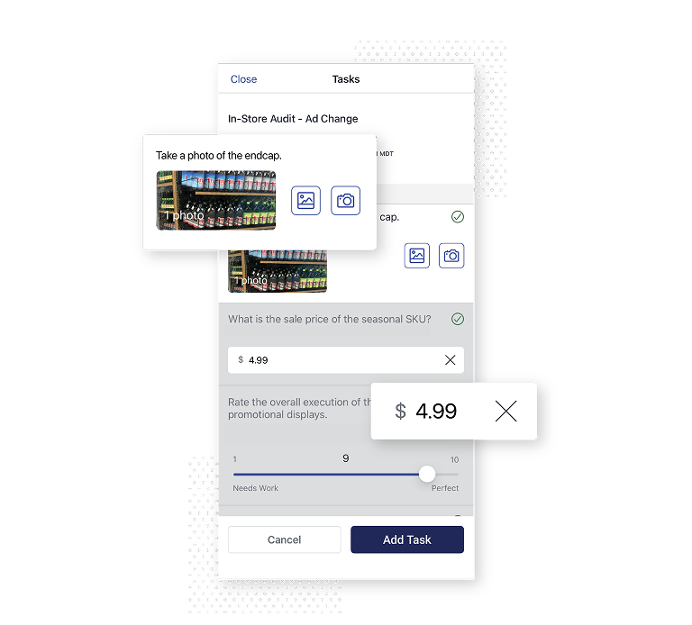 A screenshot from GoSpotCheck that shows audit tasks