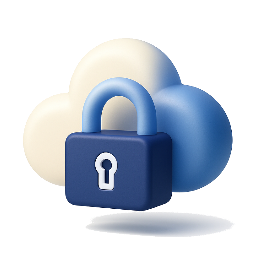 אייקון ענן עם מנעול כחול