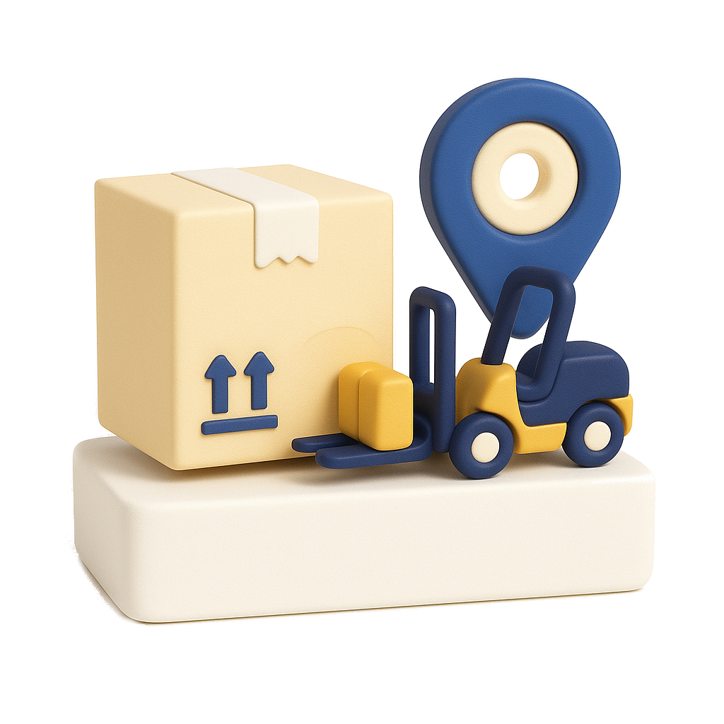 אייקון עגלת לוגיסטיקה עם קופסאות