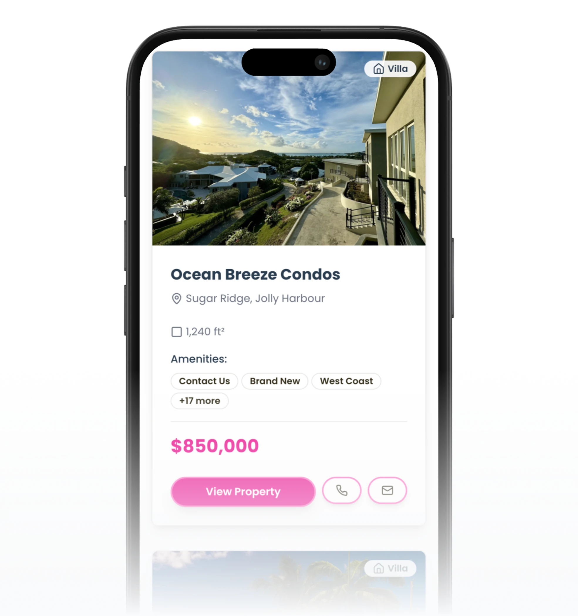 Ocean Breeze Condos in Sugar Ridge with sunset and coastal landscape view