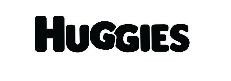 Huggies brand logo in bold black letters.