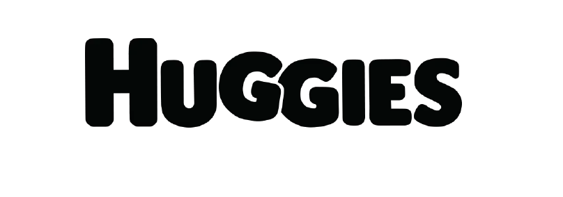 Huggies brand logo in bold black letters.