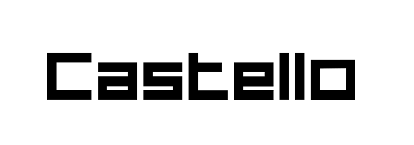 The word 'Castello' written in a bold, blocky, black pixelated font on a white background.