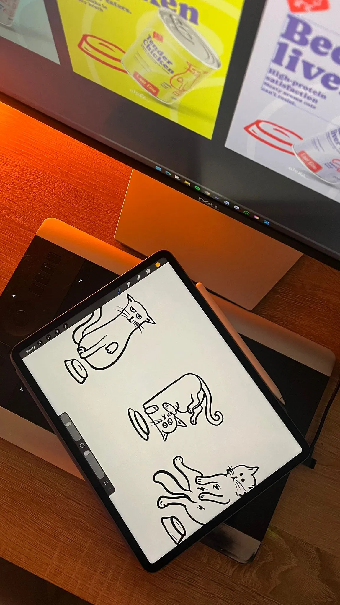 Desk of Alex Mileva illustration on her desk and tablet