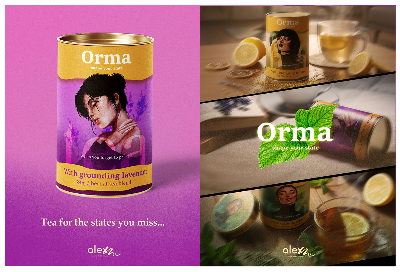 Tea Package design illustration by Alex Mileva