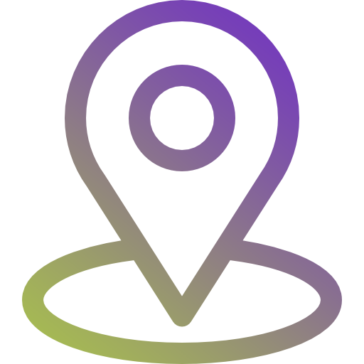 Standortmarker-Symbol mit Farbverlauf von Grün zu Violett.