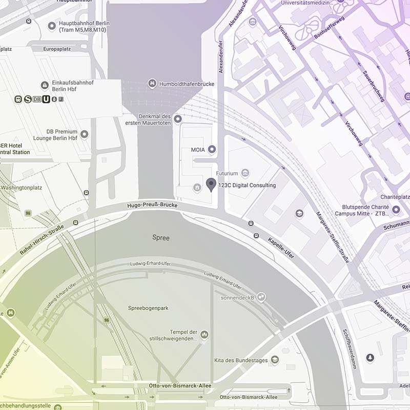 Karte des Bereichs Unter den Linden in Berlin mit umliegenden Straßen und markiertem Standort 3-7 nahe Humboldt-Universität.