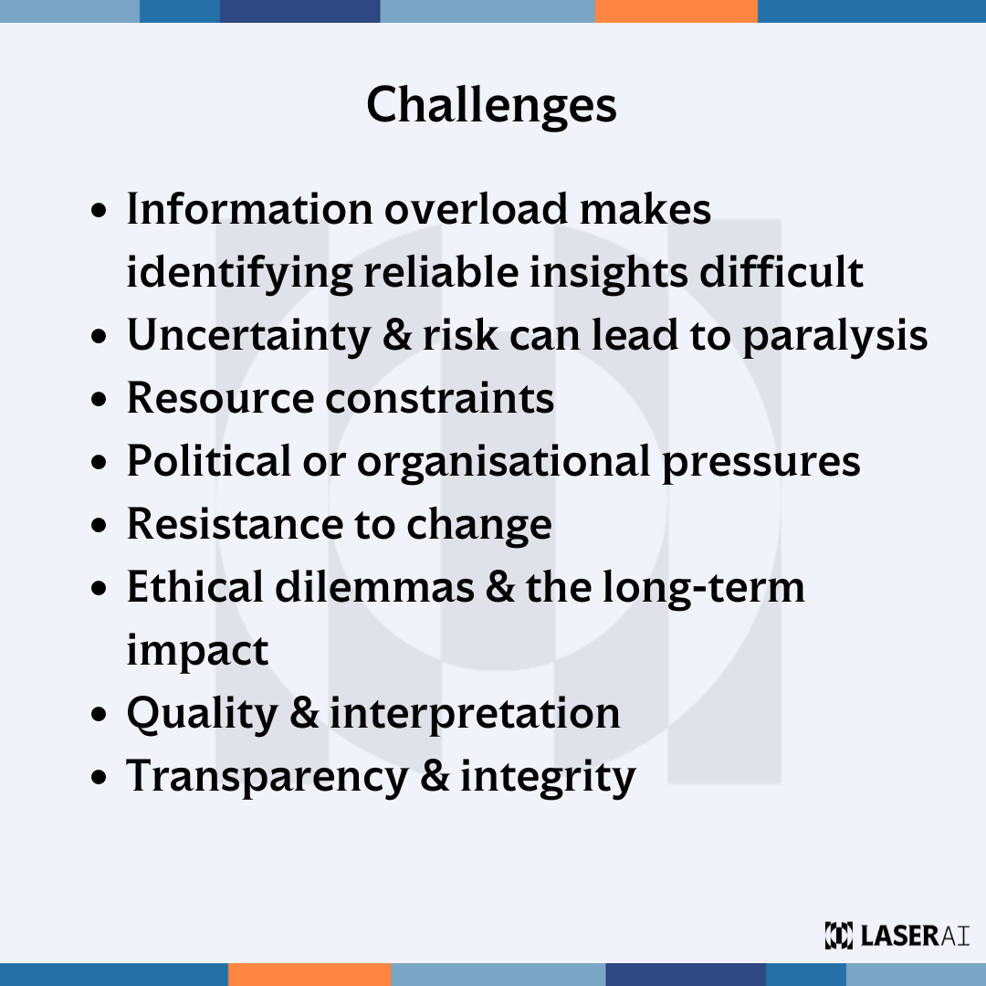 Points that identify the challenges faced by healthcare decision-makers