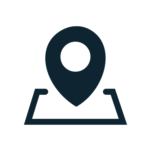 Location pin icon above a simplified map outline.