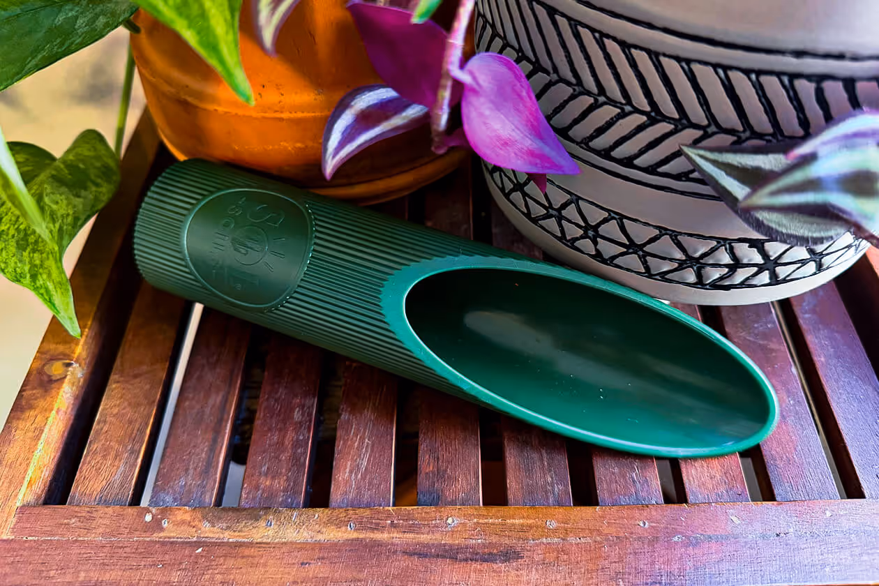 A custom soil scoop tool. 
